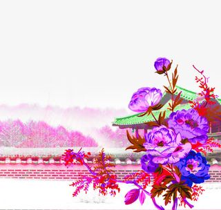 花朵和围墙免抠