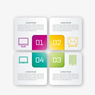 扁平化几何形商务信息展示ppt元素免抠