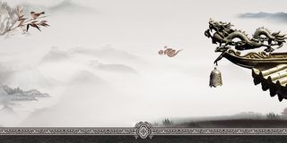 中国风水墨淡雅签到处模板背景素材高清