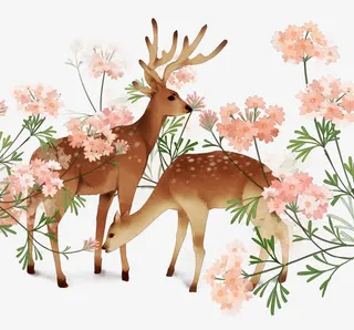 卡通麋鹿装饰免抠