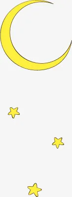 手绘黄色月亮星星免抠