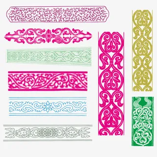 古纹样花边传统边框素材免抠