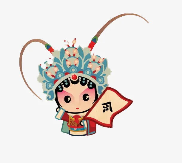 国潮女性可爱戏曲人物元素免抠
