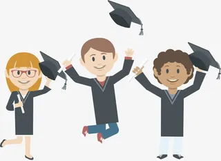 三个毕业学生免抠