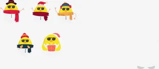 小鸡冬天雪人卡通元素免抠