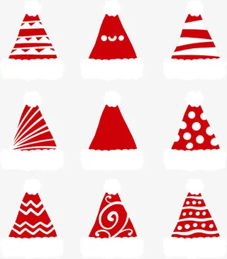 不同图案的圣诞帽免抠