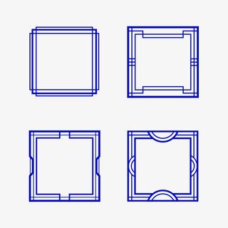 蓝色矩形边框矢量图免抠
