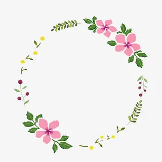 手绘唯美小清新花环免抠