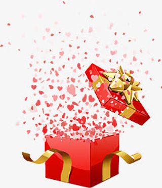 红色礼盒粉色爱心海报免抠
