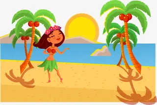 夏威夷的草裙舞女郎免抠