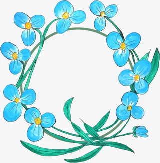 装饰春天鲜花花环素材免抠