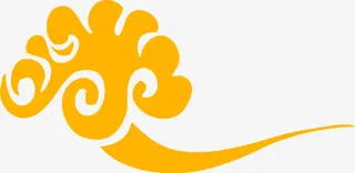 中国风黄色花纹祥云免抠