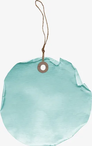 青蓝色褶皱的纸标签挂饰免抠