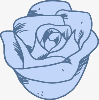 蓝色矢量玫瑰花免抠