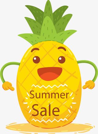 可爱菠萝小人促销标签免抠
