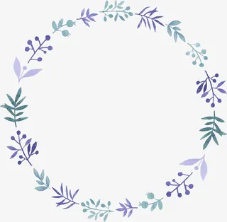 彩色植物花环免抠