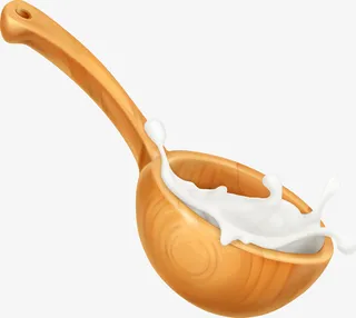 卡通手绘一勺牛奶免抠