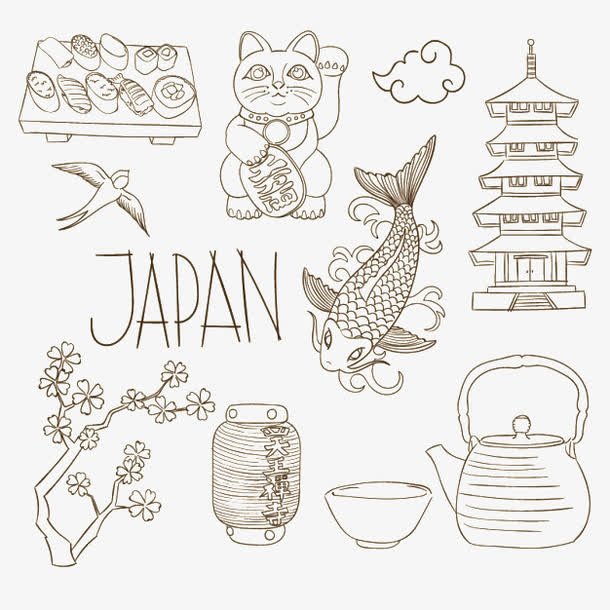 手绘日本元素免抠