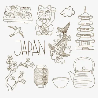 手绘日本元素免抠