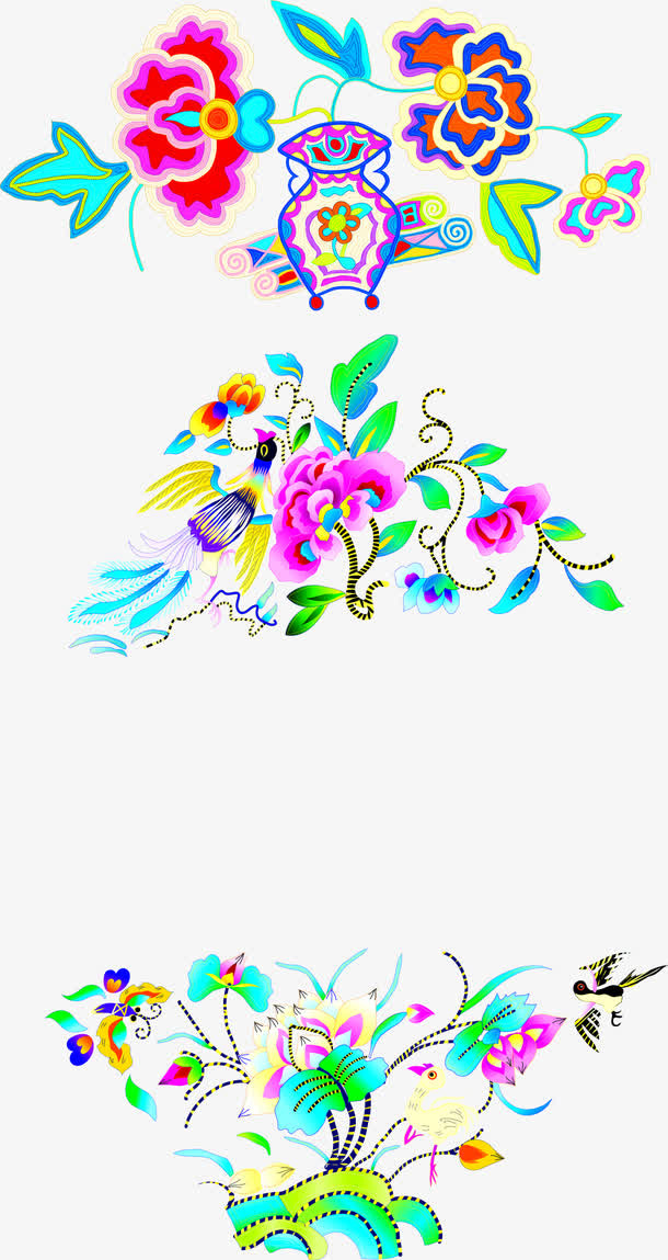 中秋节彩色花朵包装免抠