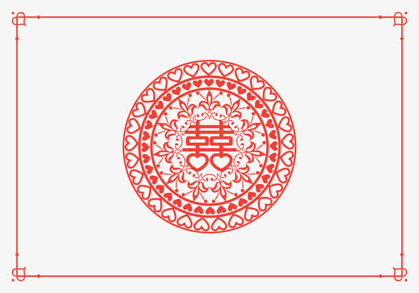 矢量喜字边框免抠