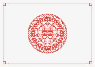 矢量喜字边框免抠