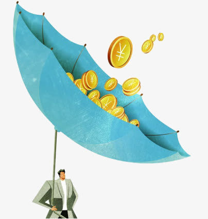 雨伞上的金币免抠