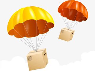 矢量鲜花速递空降包裹免抠