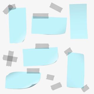 蓝色手绘胶纸便签免抠