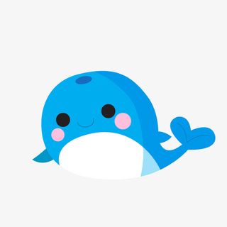 一条天蓝色的小鲸鱼免抠手绘/卡通卡通元素