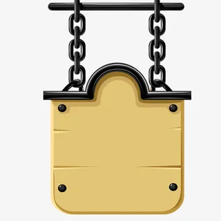 锁状黄色招牌免抠