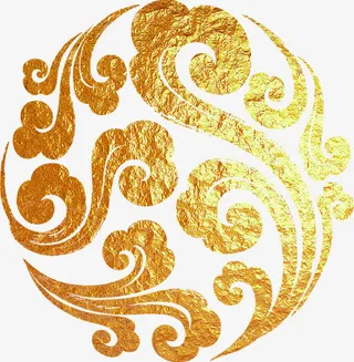 金色花纹欢度元旦素材免抠