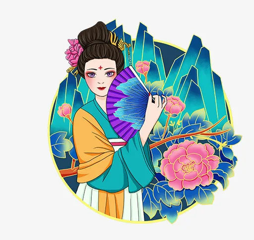 潮年古代人物国潮风新年免抠