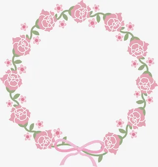 粉红色玫瑰情人节花环免抠