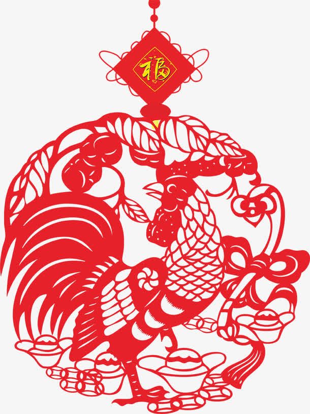 剪纸福字免抠