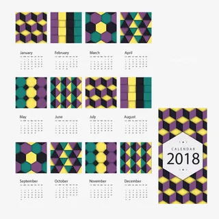 几何背景日历模板