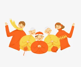 拜年的小孩PNG免抠