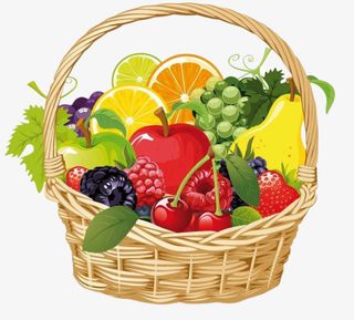 手绘的水果篮免抠