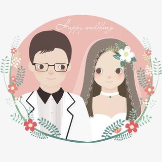 手绘插画新郎和新娘免抠