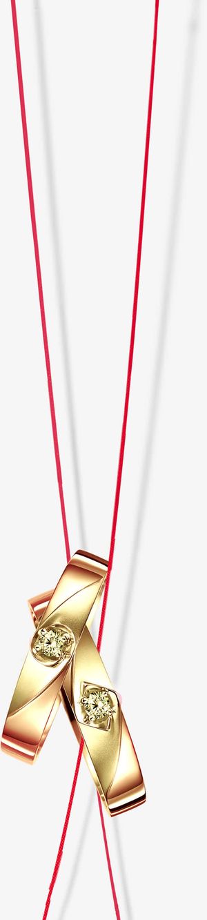 红绳钻石彩金对戒免抠