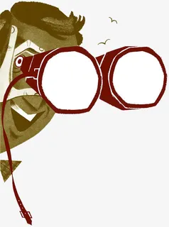 手拿望远镜的巡查人物免抠