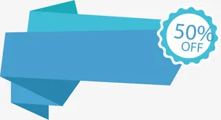 天蓝色五折促销海报免抠