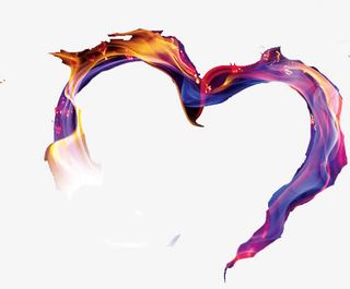 彩色漂浮爱心丝带免抠