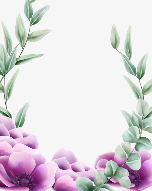 手绘花海报边框花环免抠