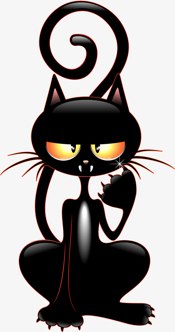 黑色卡通猫咪免抠