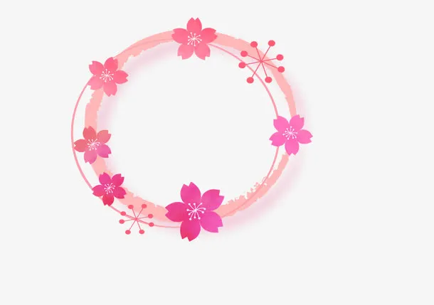 粉色清新春季花环免抠