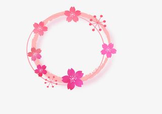 粉色清新春季花环免抠