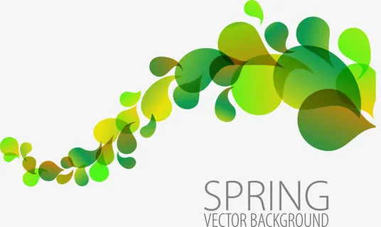 矢量绿色圆串成的枝条免抠