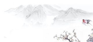 墨色中国风山水花鸟背景高清