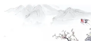 墨色中国风山水花鸟背景高清